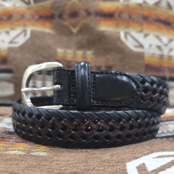 Brighton Accessories - Vintage Brighton Black Brown Braided Leather Belt Sz 40